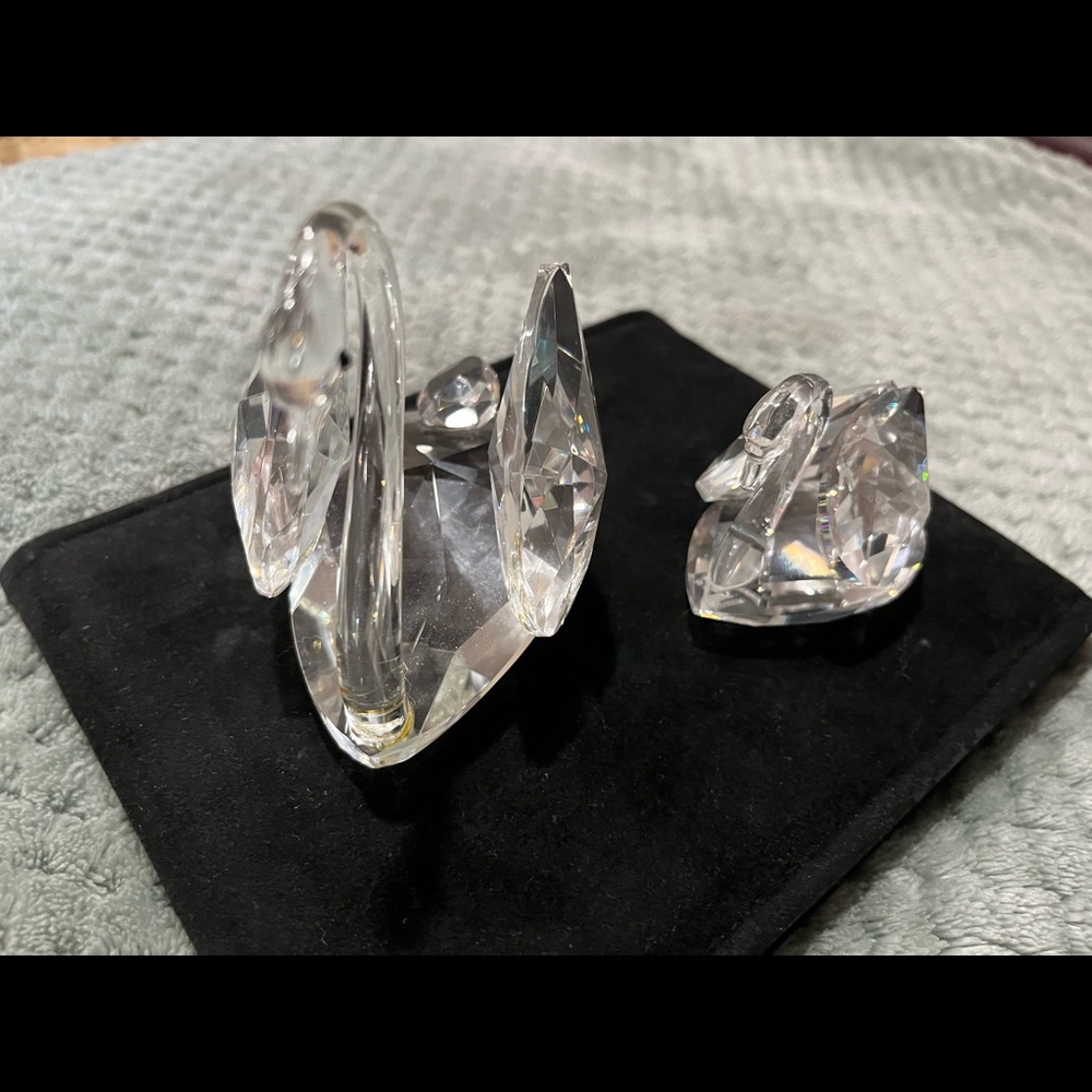 2 Swarovski crystal swans